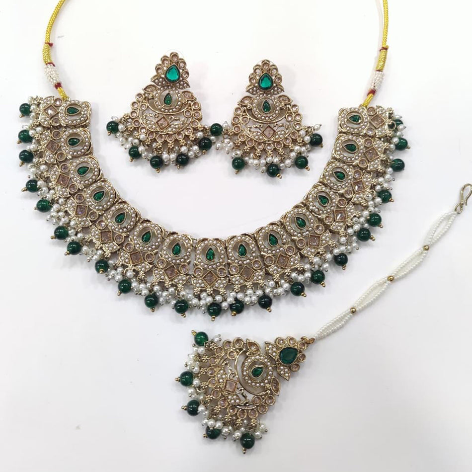 Kavita Art Crystal Necklace in Silver | Bridal Jewellery India