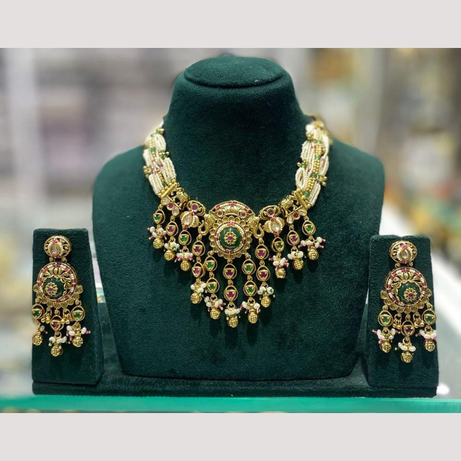 Kundan Choker Necklace in White Gold Plated | Bridal Jewellery India