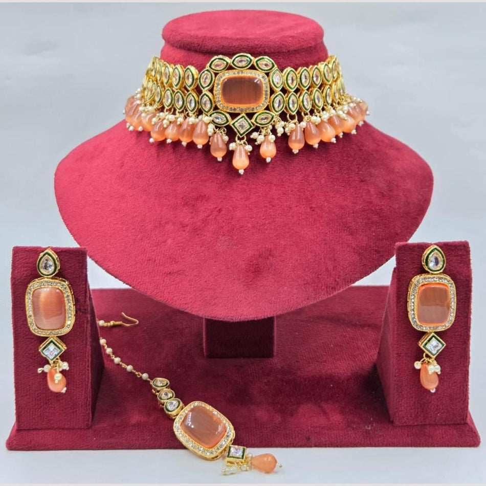 Crystal Stone Choker in Oxidised Silver | Bridal Jewellery India