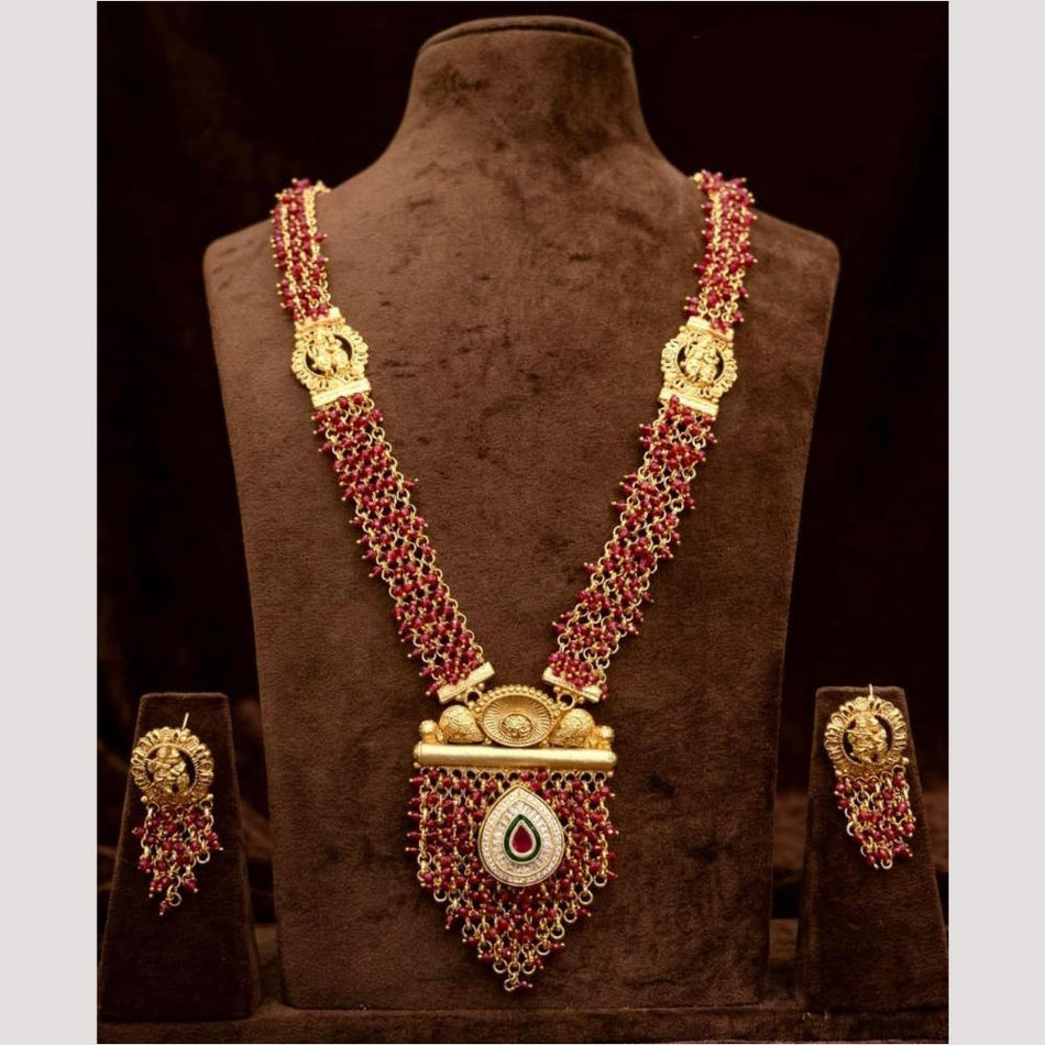 Kavita Art Pota Stone Temple Necklace in Oxidised Silver | Bridal Jewellery India