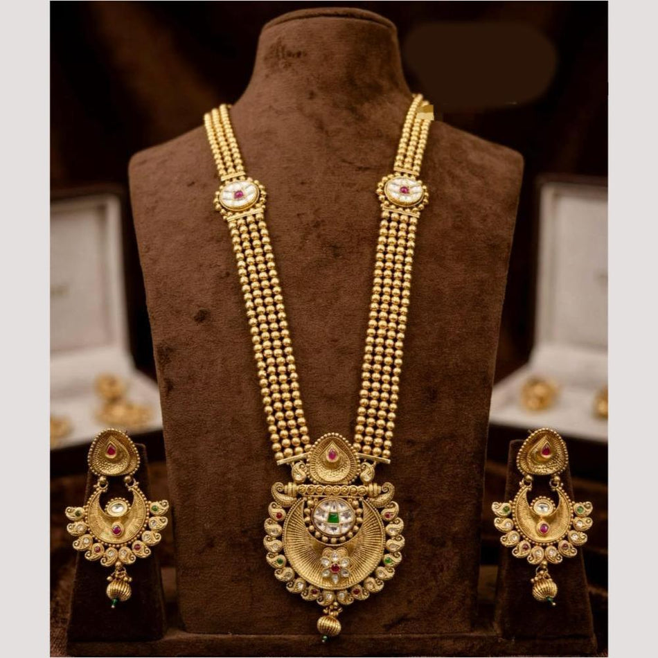 Rose Gold Plated Pota Necklace Set for Bridal Wear | Bridal Jewellery India