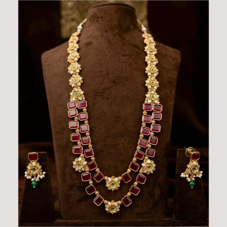 Kavita Art Long Necklace in Gold Tone | Bridal Jewellery India