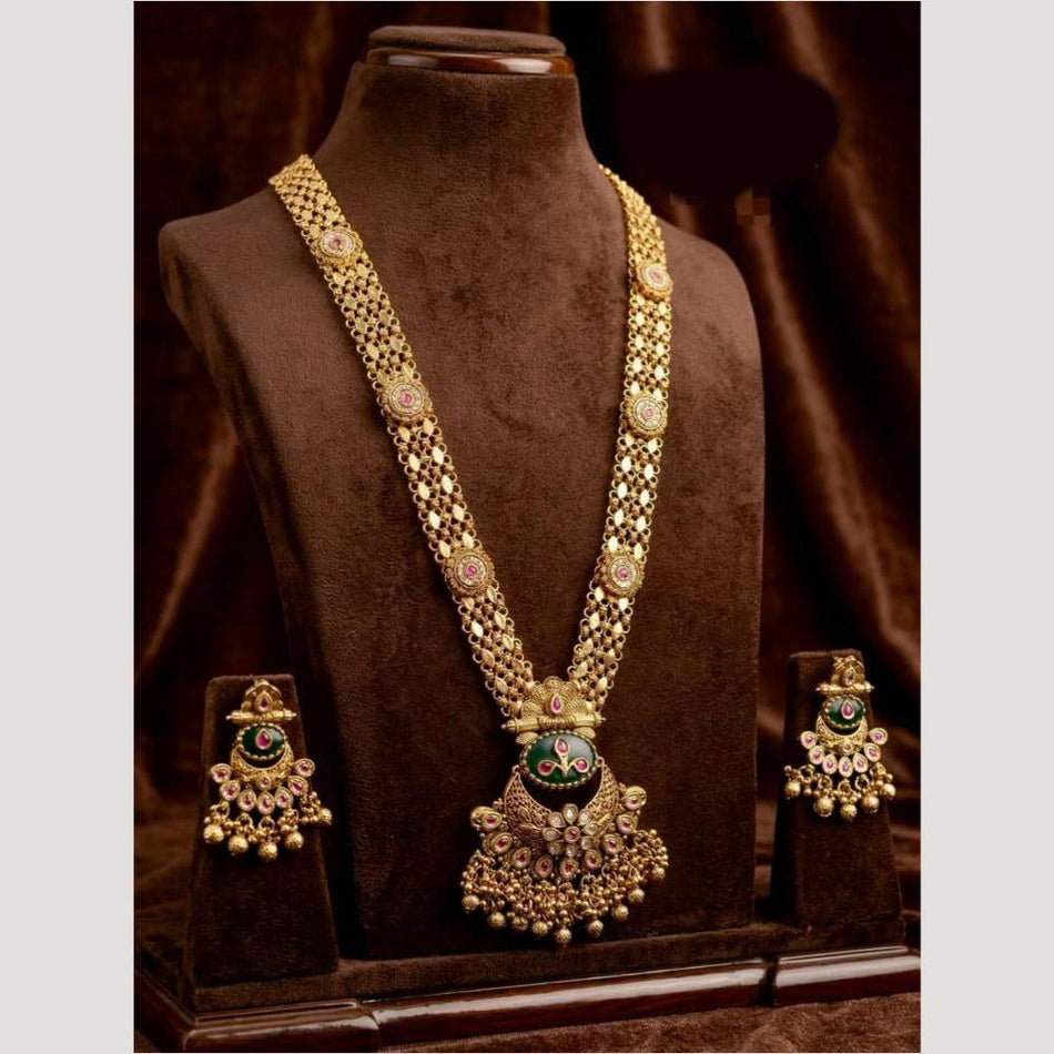 Kota Stone Necklace in Gold Plated Silver | Bridal Jewellery India