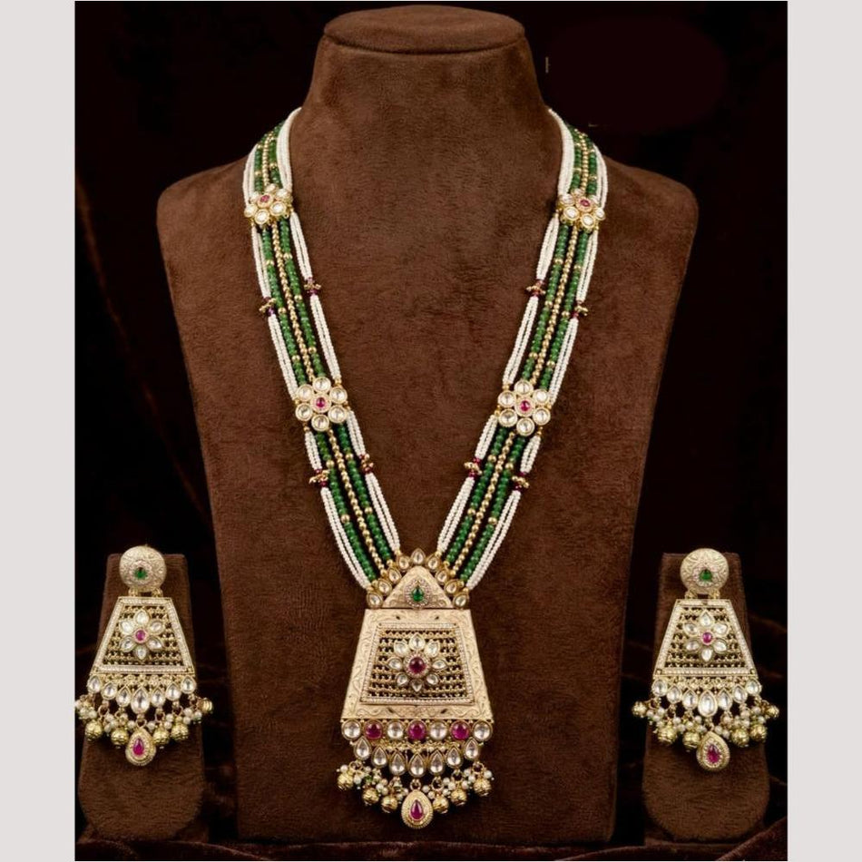 Pota Stone and Pearl Necklace in Gold Tone | Bridal Jewellery India