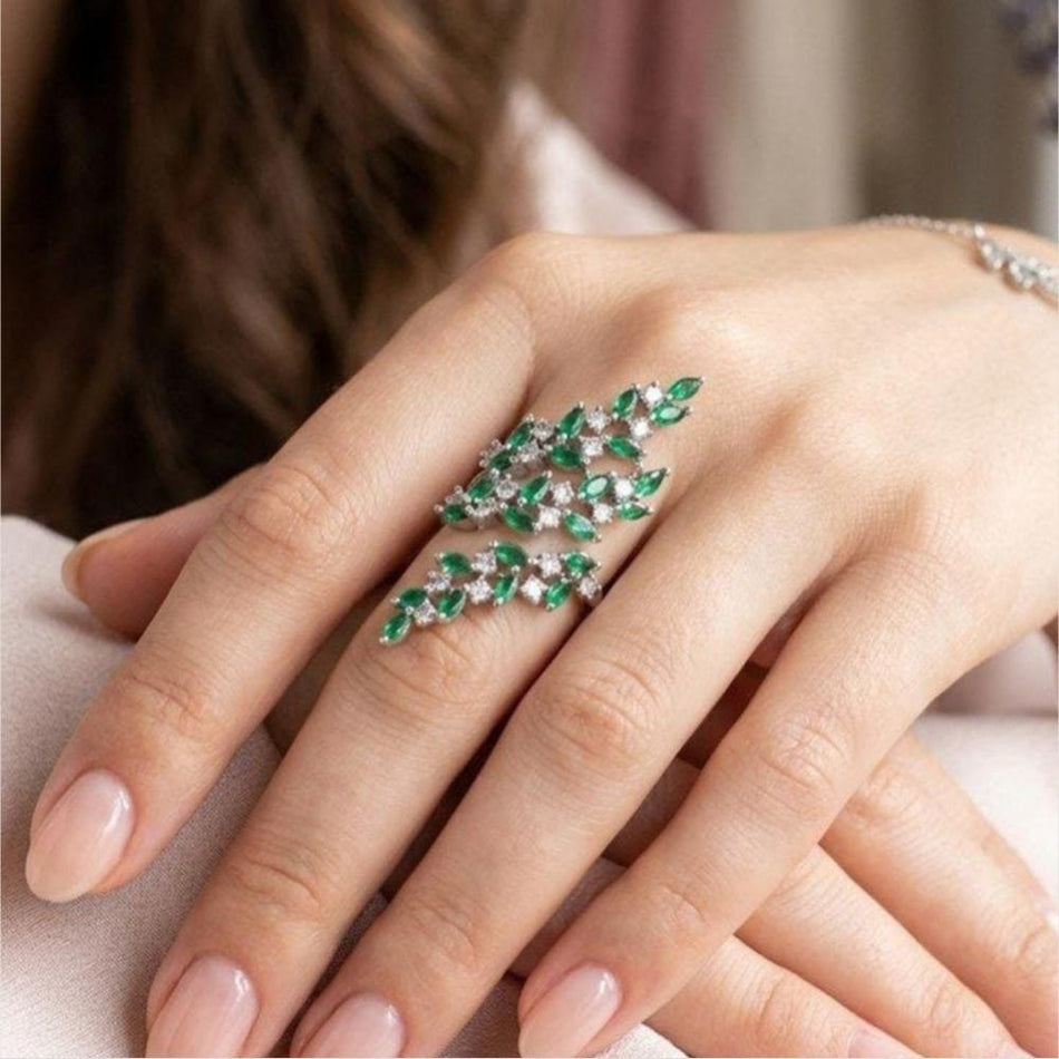 Royal Austrian Stone in Gold Plated Finger Ring | Bridal Jewellery India