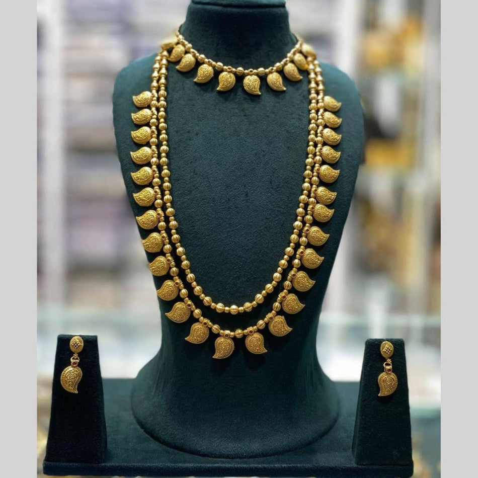 Elegant Long Necklace in Silver with Pota Stones and Pearls | Bridal Jewellery India