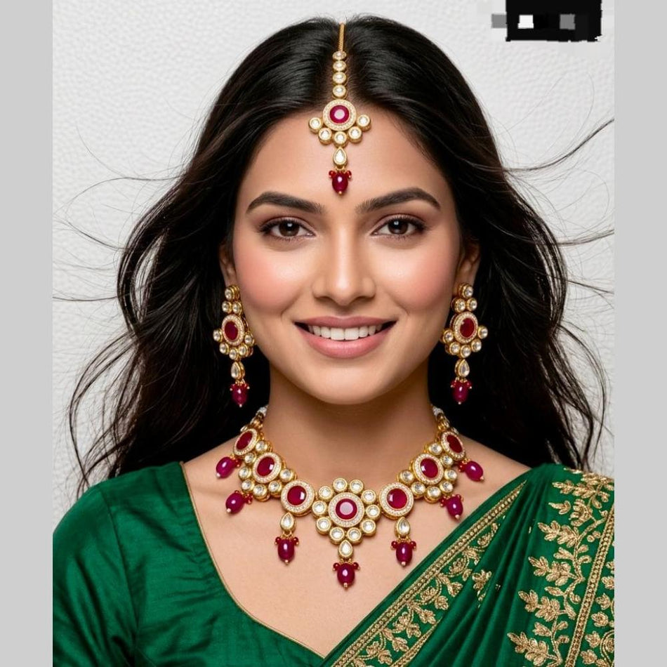 Kavita Art Elegant Rose Gold Plated Pearl Choker Necklace | Bridal Jewellery India