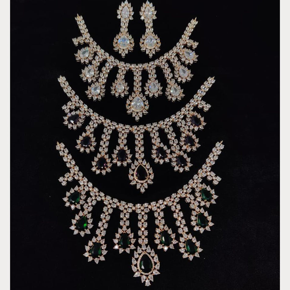 Graceful Diamond Necklace in White Gold Plated for Women | Bridal Jewellery India