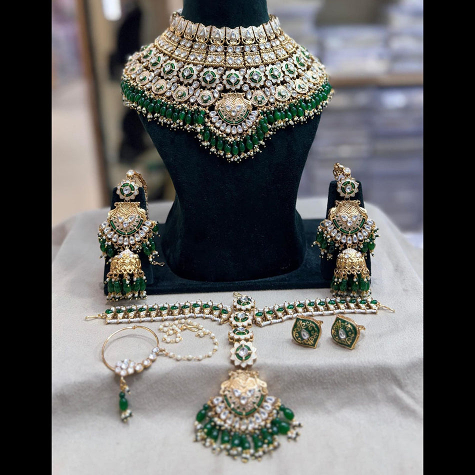Kavita Art Silver Meenakari Bridal Necklace Set with Beads | Bridal Jewellery India