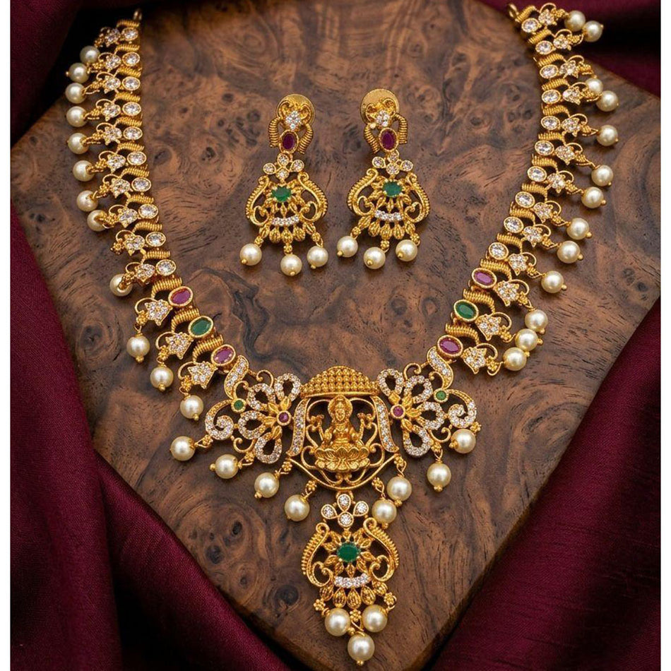 Kavita Art Temple Necklace in Sterling Silver | Bridal Jewellery India