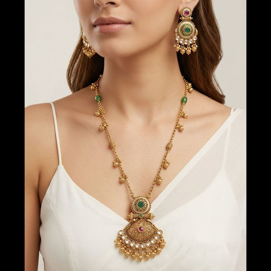 Kota Art Sterling Silver Layered Chain Necklace | Bridal Jewellery India
