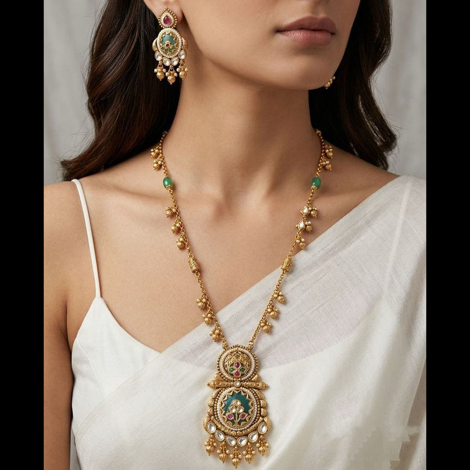 Elegant Pota Stone Pearl Necklace for Occasion | Bridal Jewellery India
