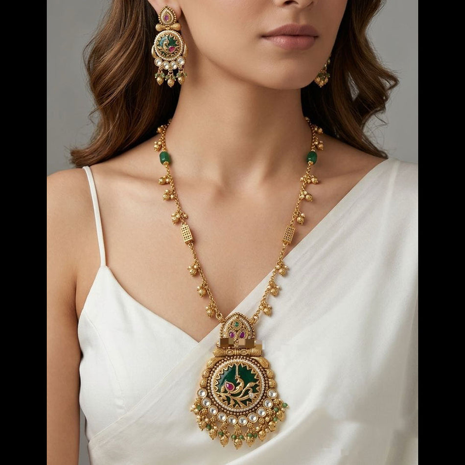 Elegant Pota Stone Pearl Necklace for Bride | Bridal Jewellery India