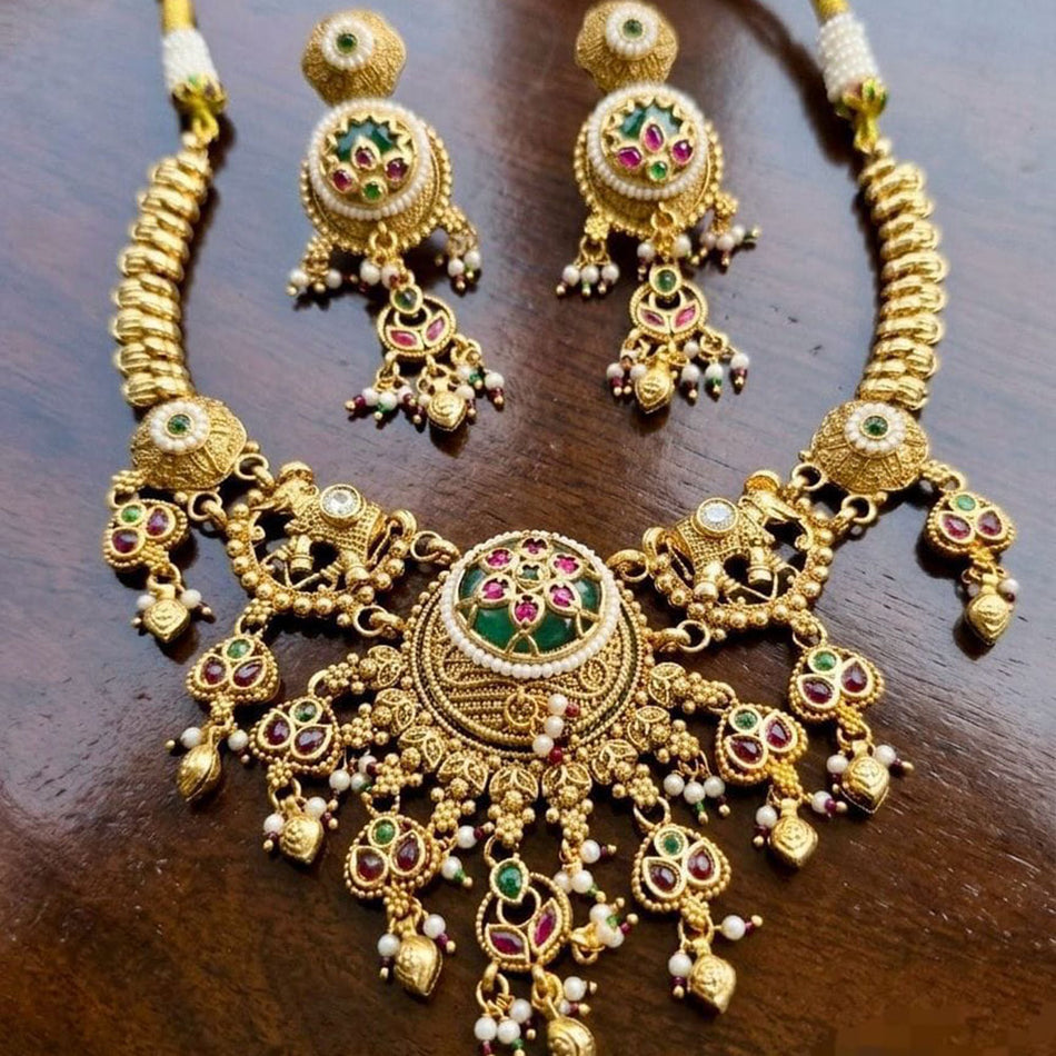 Kota Pottai Necklace in Gold Tone | Bridal Jewellery India