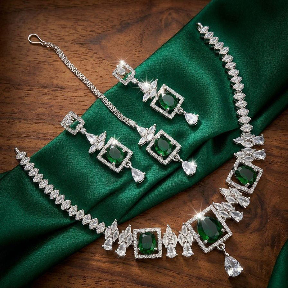 Graceful American Diamond Women Necklace | Bridal Jewellery India