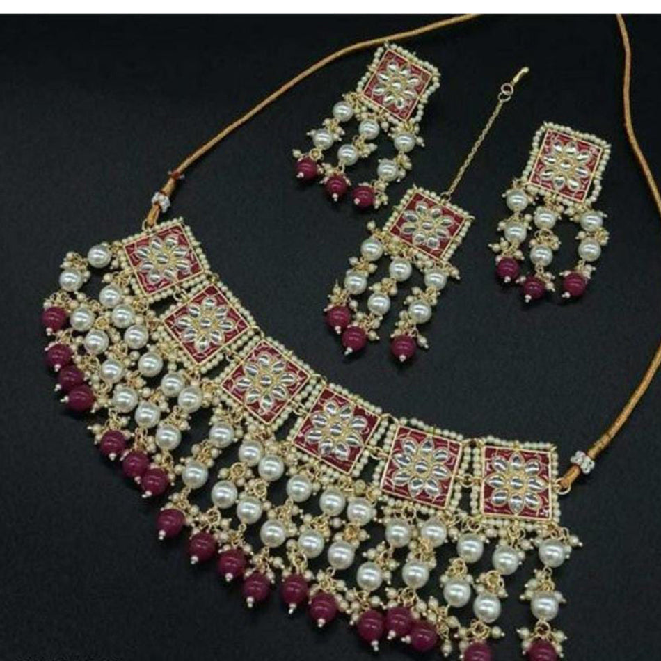 Gold Plated Kundan Choker with Pearls | Bridal Jewellery India