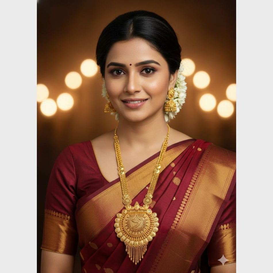 Gold Plated Long Necklace Set for Occasion | Bridal Jewellery India