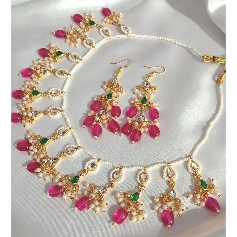 Kundan Necklace in White Gold Plated | Bridal Jewellery India