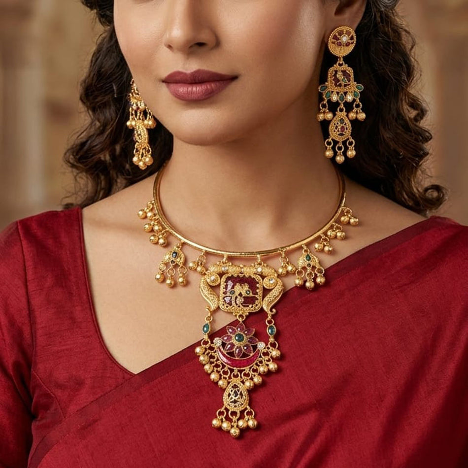 Graceful Pearl Necklace in Gold Tone | Bridal Jewellery India