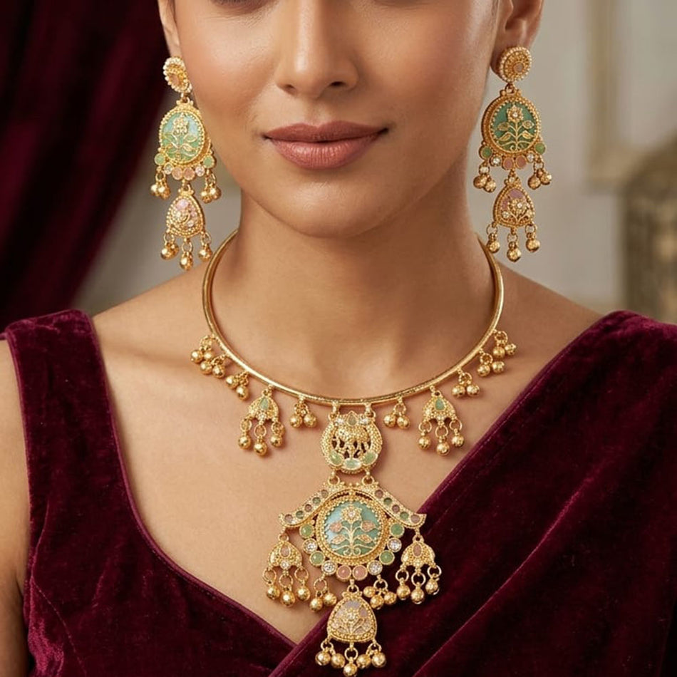 Graceful Pota Pearl Necklace in Gold Tone | Bridal Jewellery India