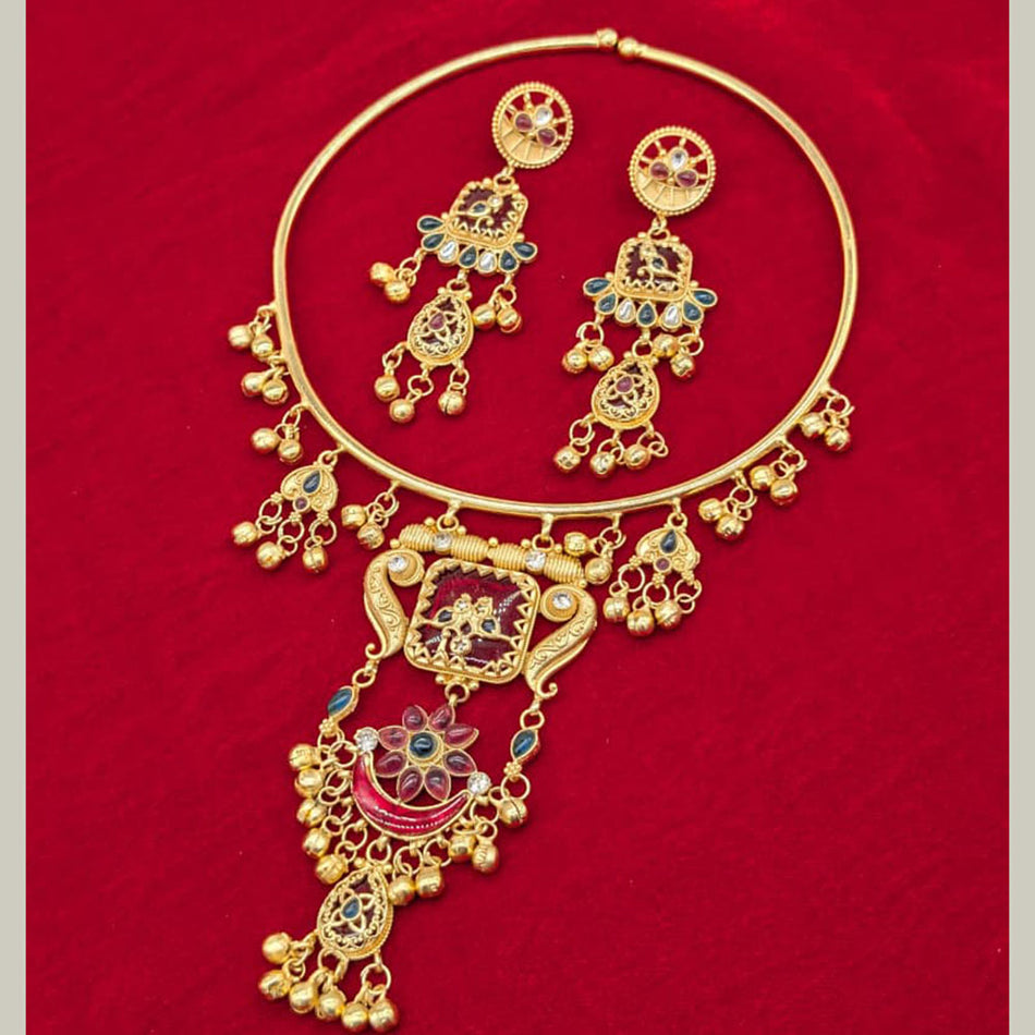 Graceful Pota Pearl Necklace in Gold Plated | Bridal Jewellery India