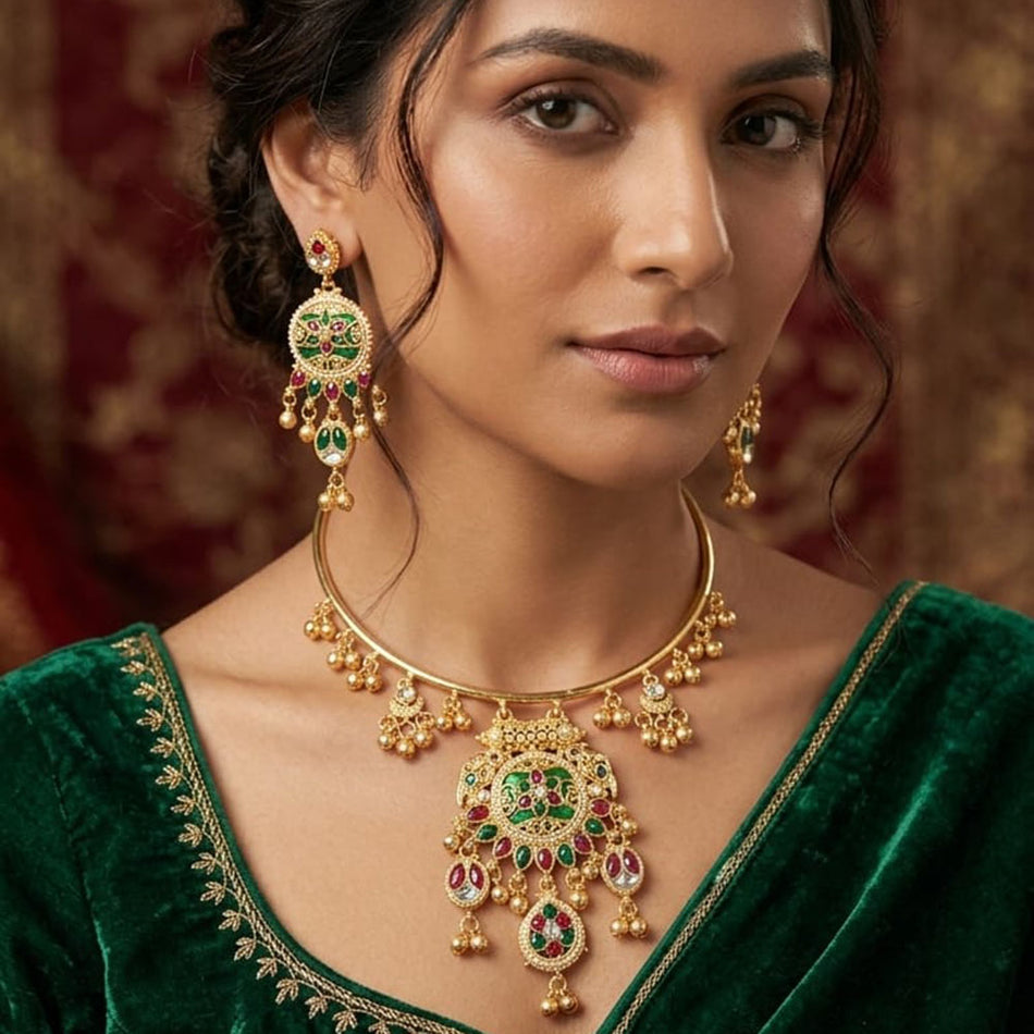 Graceful Pearl Necklace in Gold Tone | Bridal Jewellery India
