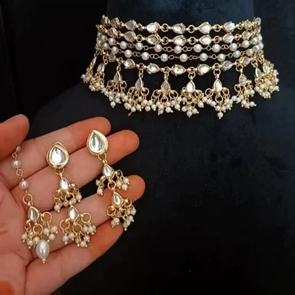Kundan Choker Necklace in Gold Plated | Bridal Jewellery India
