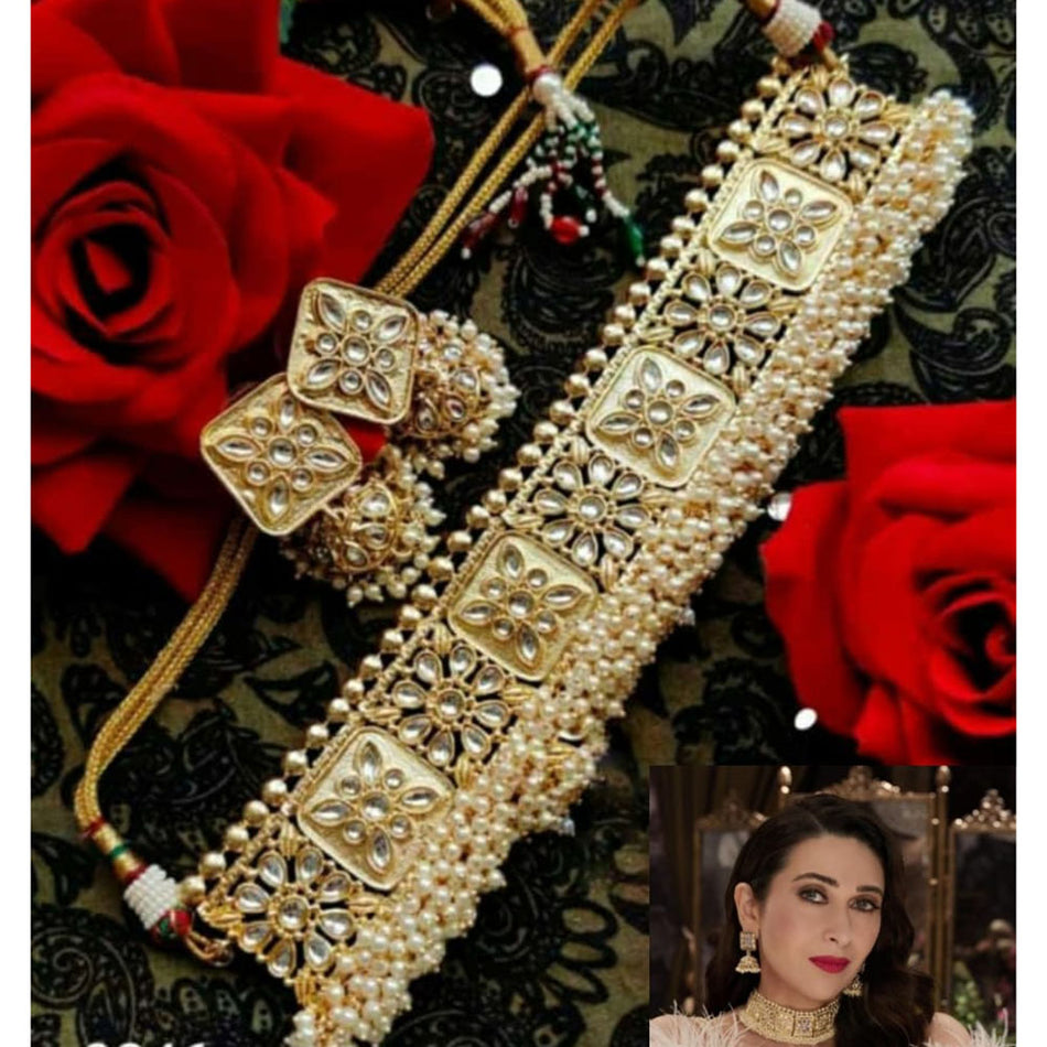 Kundan Choker Necklace in Gold Plated | Bridal Jewellery India