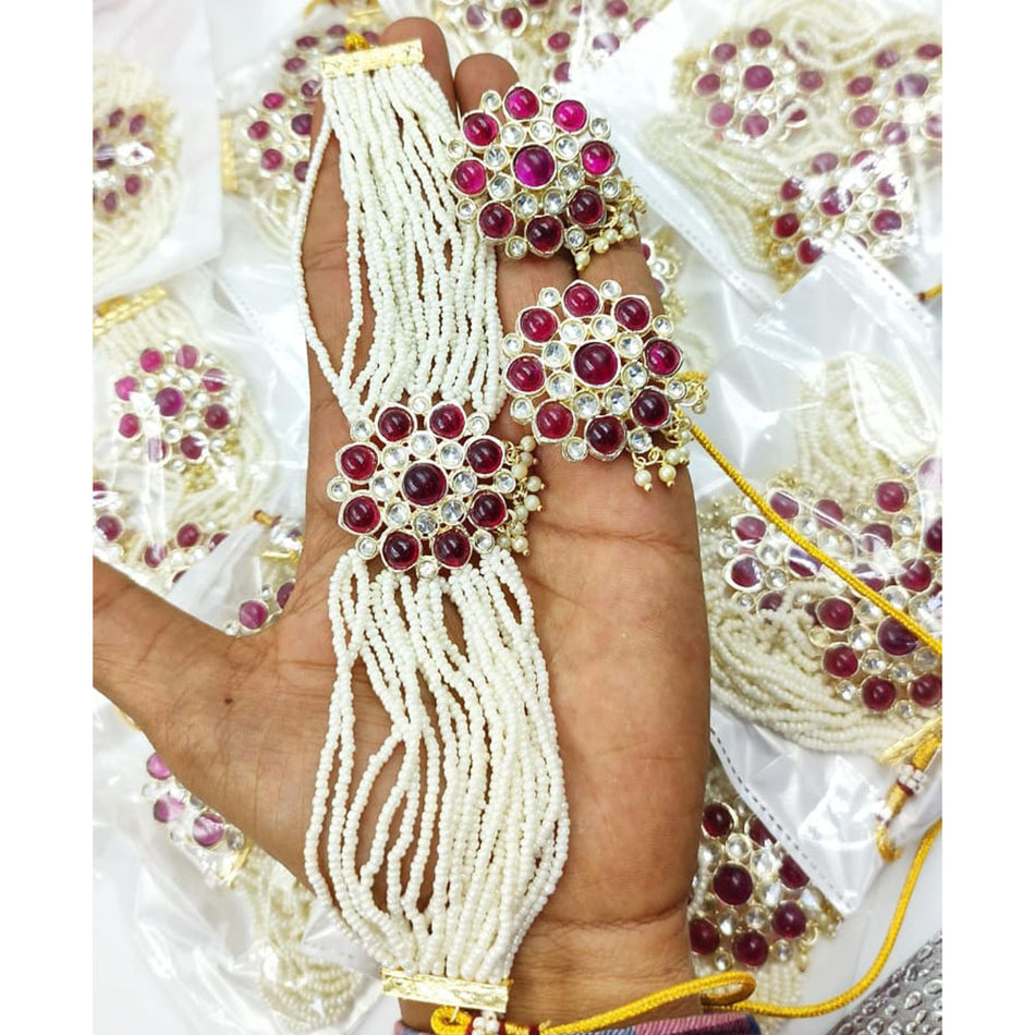 Kundan Choker Necklace in Gold Plated with Pearl | Bridal Jewellery India