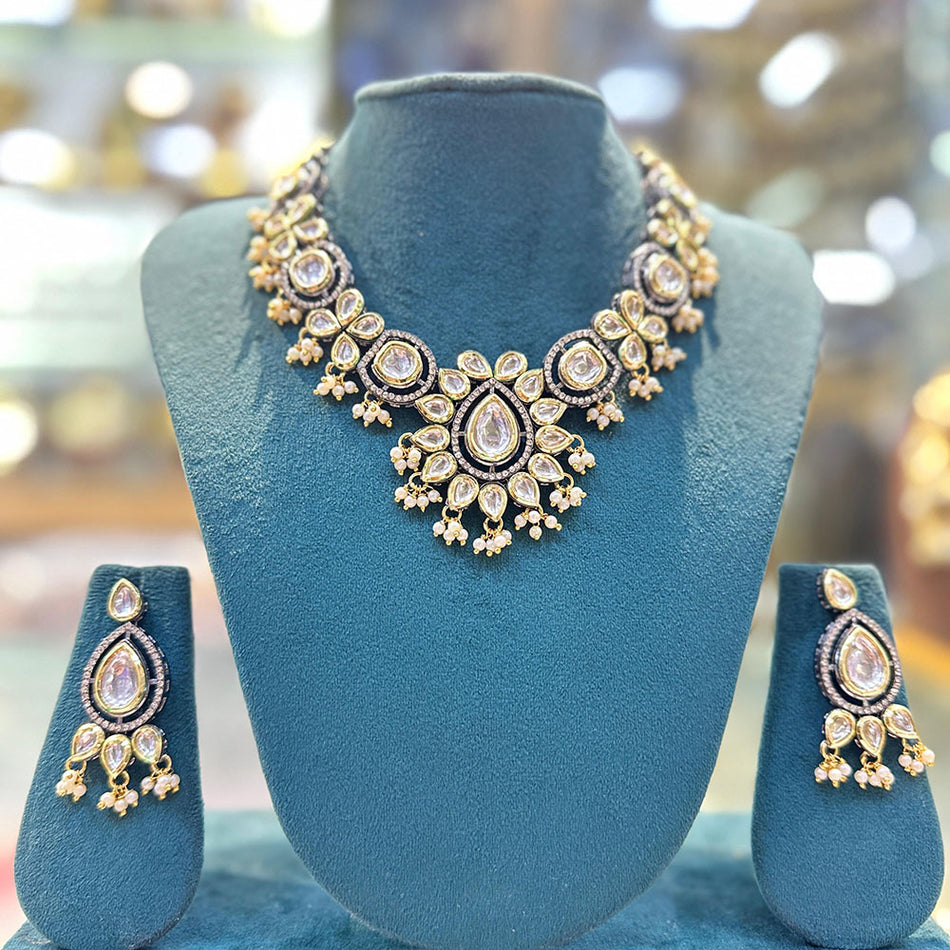 Kundan Necklace in Rose Gold Plated | Bridal Jewellery India
