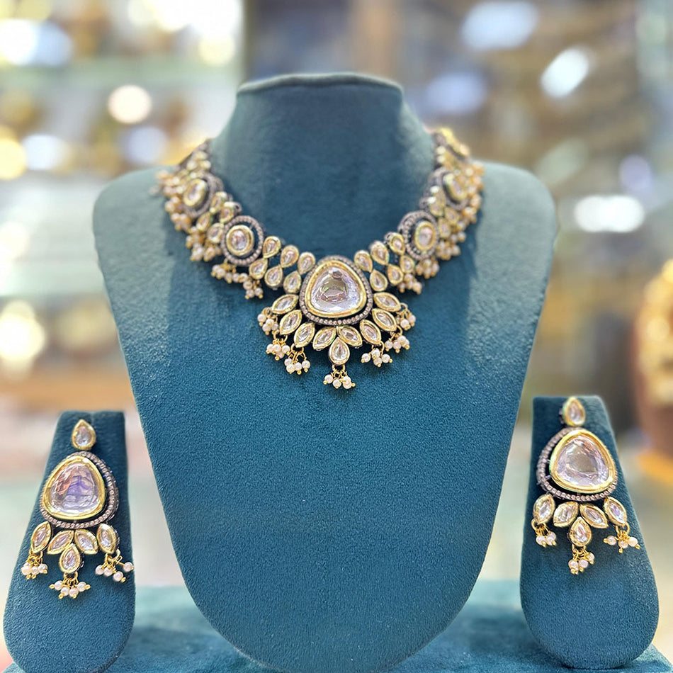 Kundan Necklace in Sterling Silver | Bridal Jewellery India