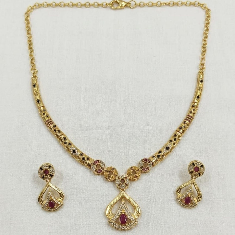 Gold Plated Necklace Set with Austrian Stones for Bridal | Bridal Jewellery India
