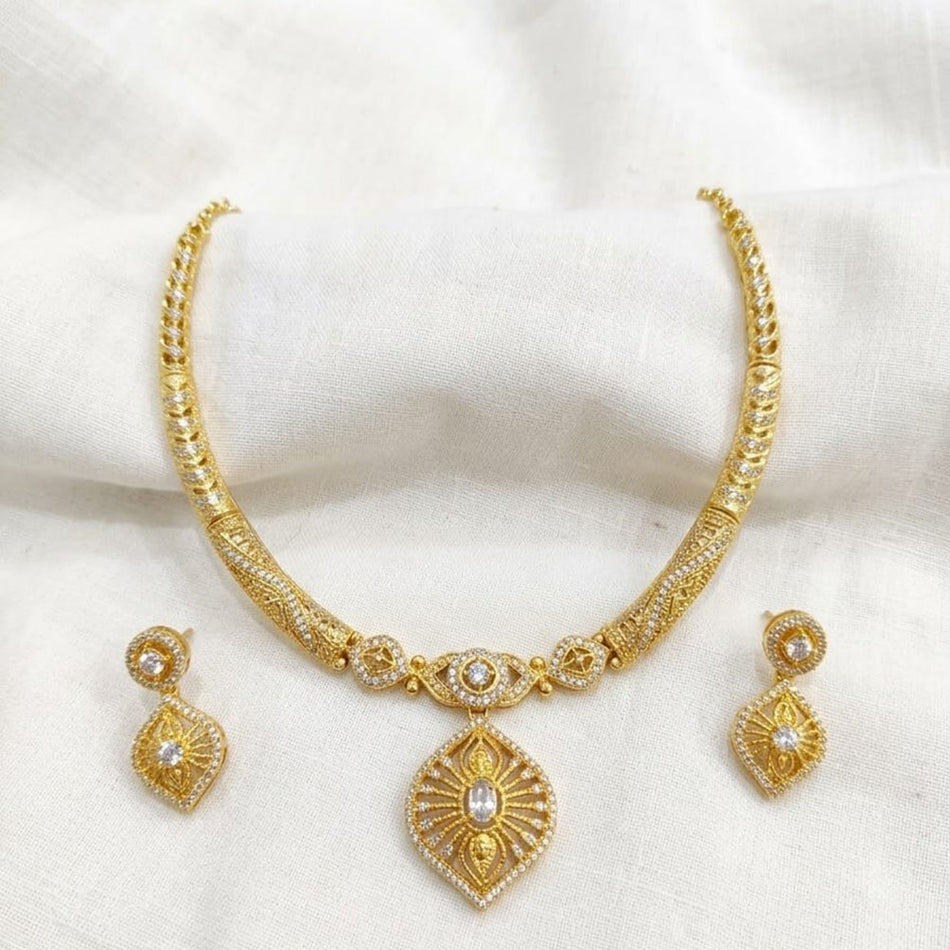 Rose Gold Plated Beaded Necklace Set | Bridal Jewellery India