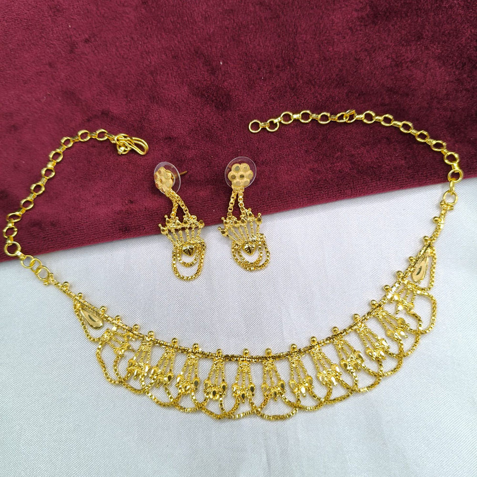 Gold Plated Designer Necklace Set with Earrings | Bridal Jewellery India