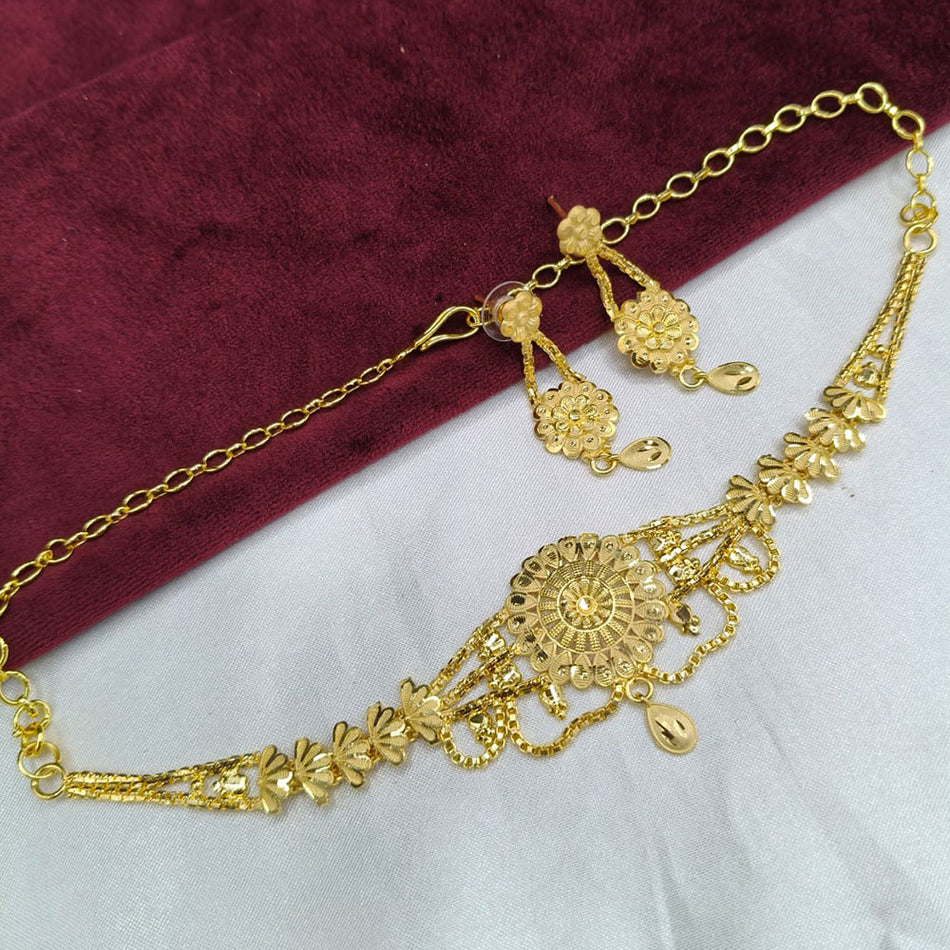 Gold Plated Necklace Set with Earrings for Bridal Wear | Bridal Jewellery India