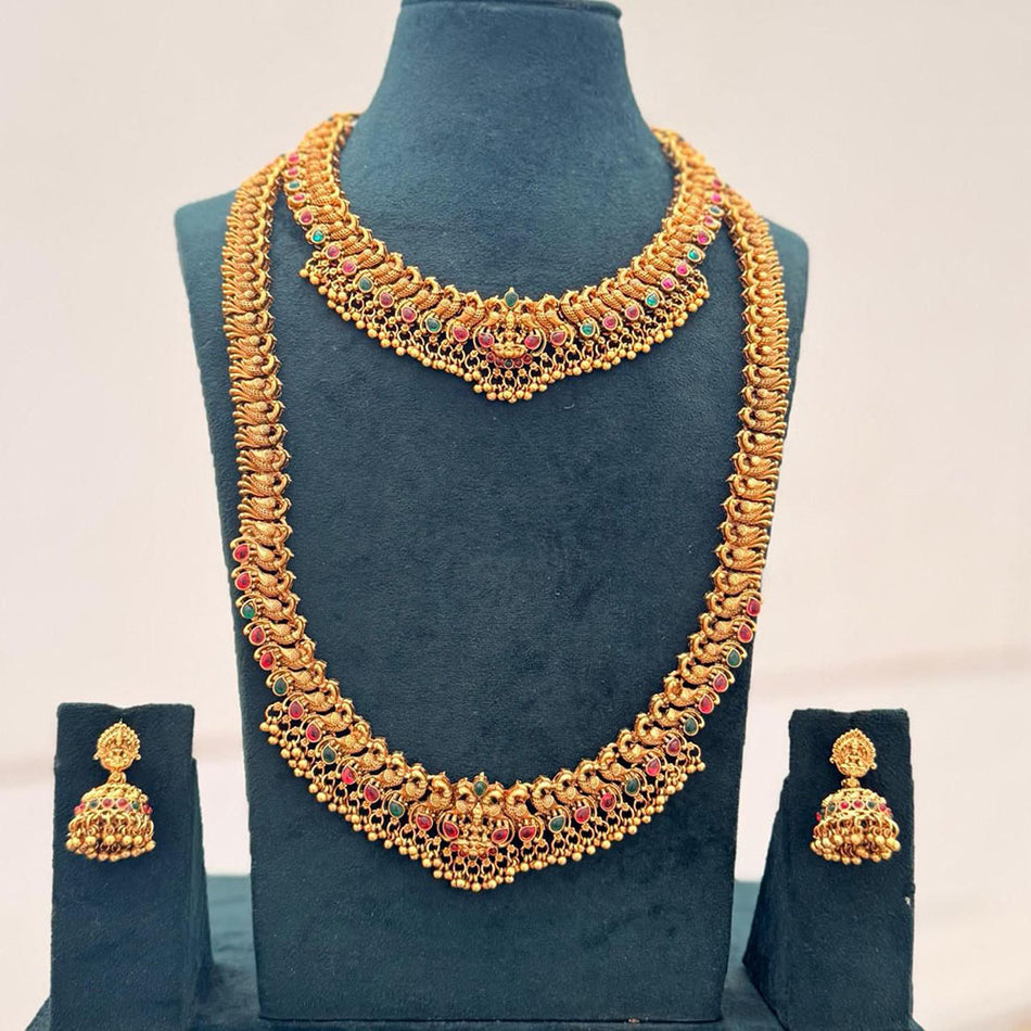 Pota Stone and Pearl Necklace in Sterling Silver | Bridal Jewellery India