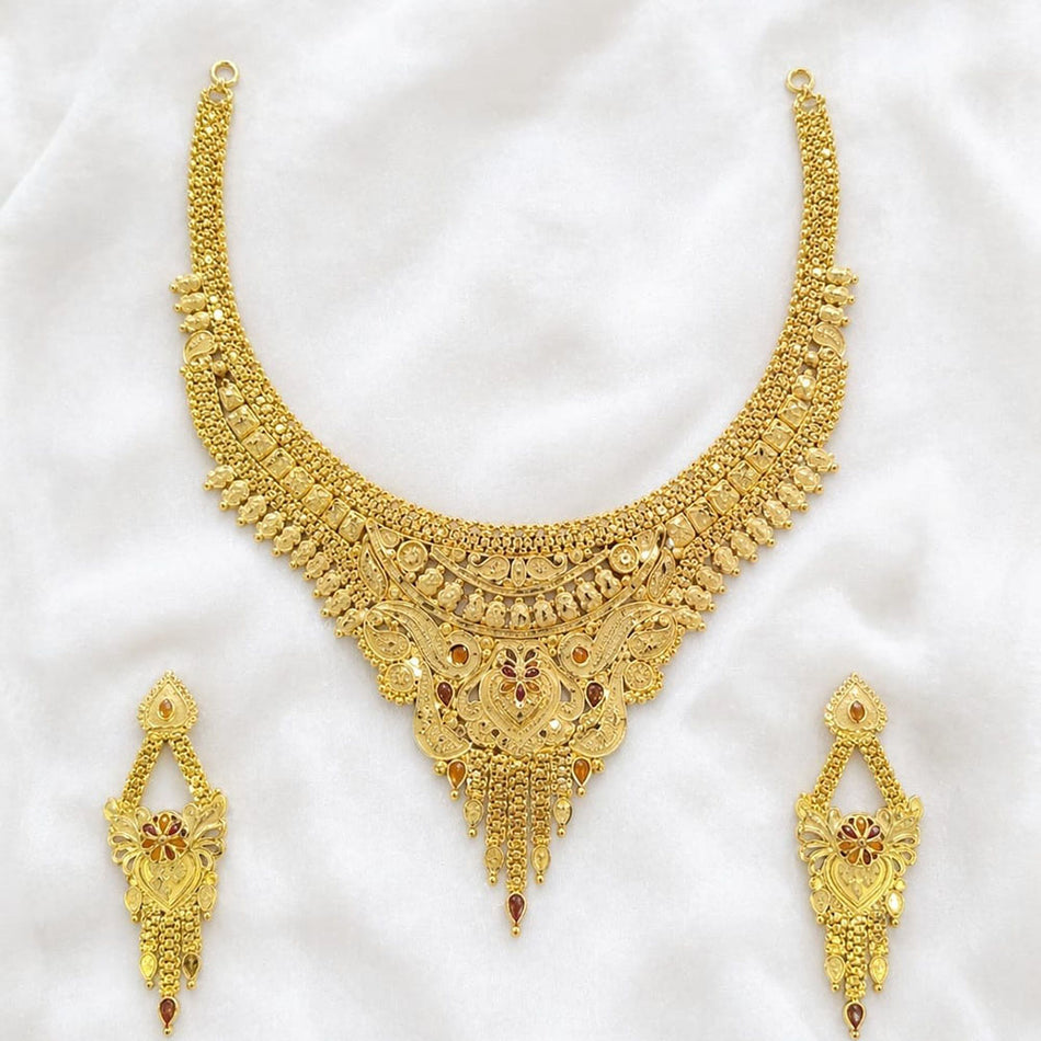 Gold Plated Traditional Indian Necklace Set | Bridal Jewellery India