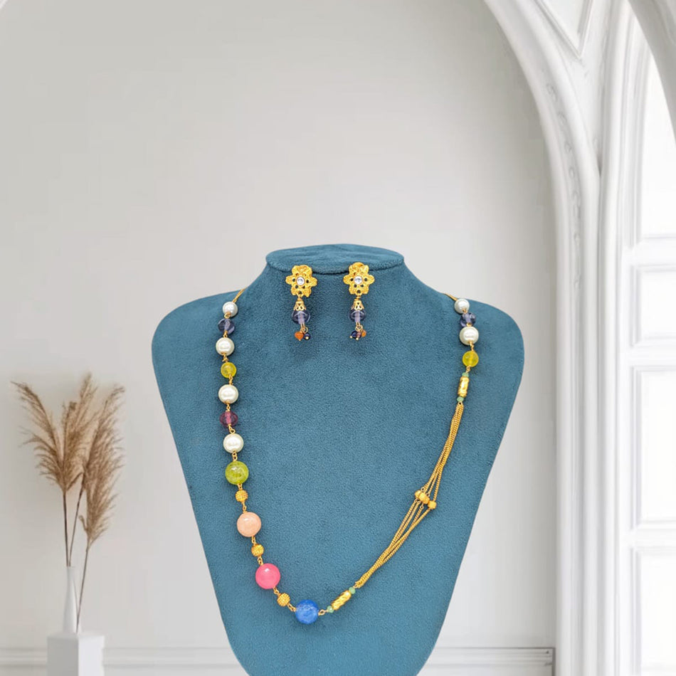 Pastel Bead Necklace in Silver | Bridal Jewellery India