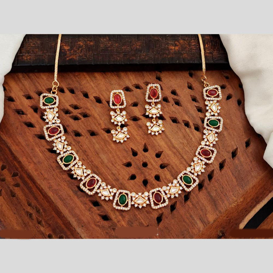 Gold Plated Pota Necklace with Austrian Stone | Bridal Jewellery India
