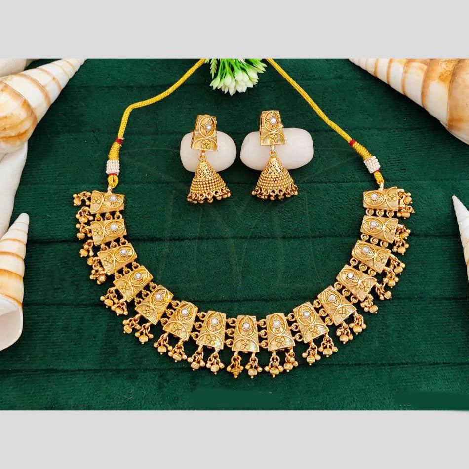 Gold Plated Pota Stone Necklace for Occasion | Bridal Jewellery India