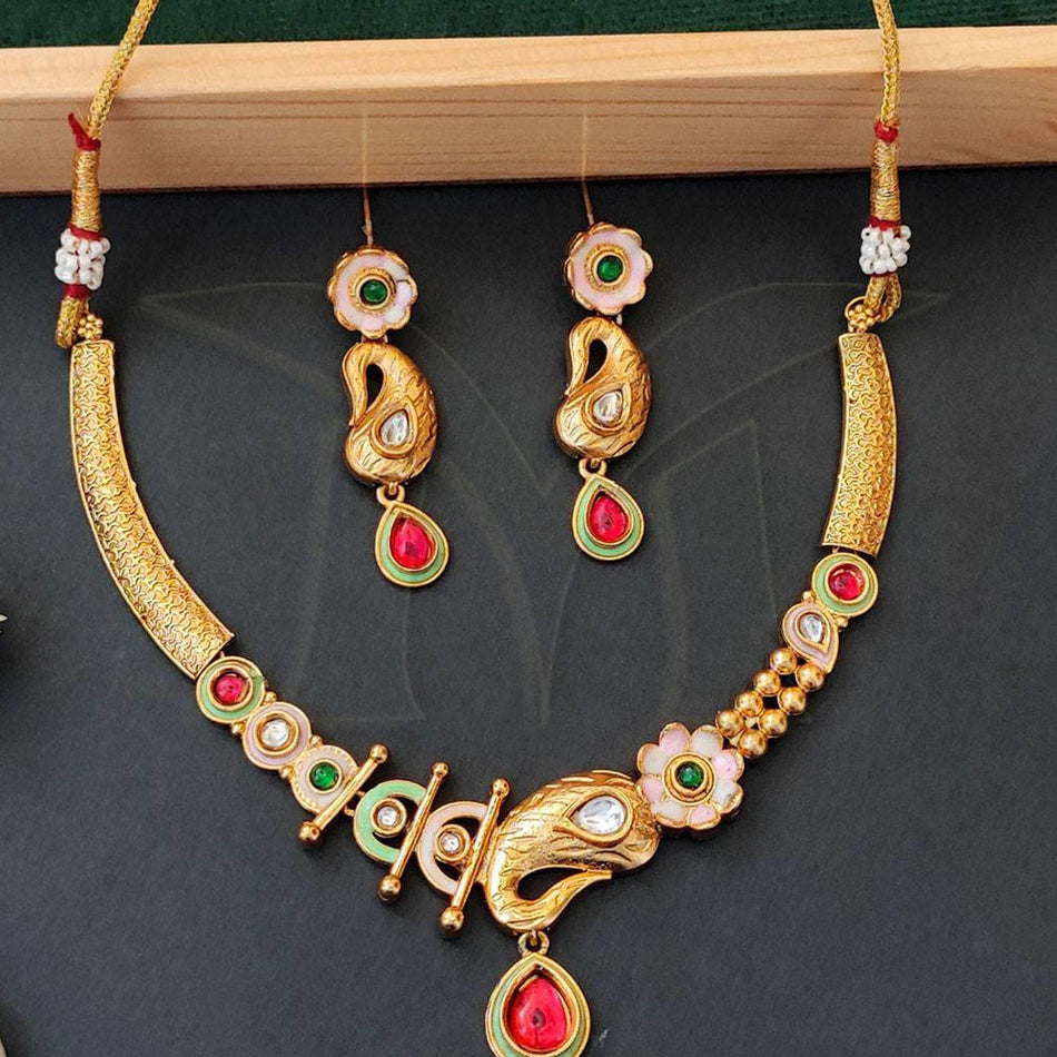Gold Plated Pota Necklace Set for Bridal | Bridal Jewellery India