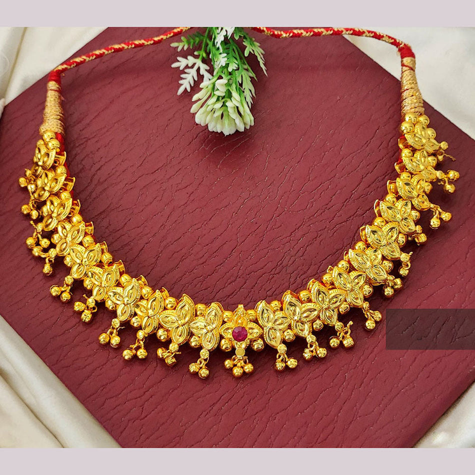 Gold Plated Pota Stone Necklace for Occasion | Bridal Jewellery India