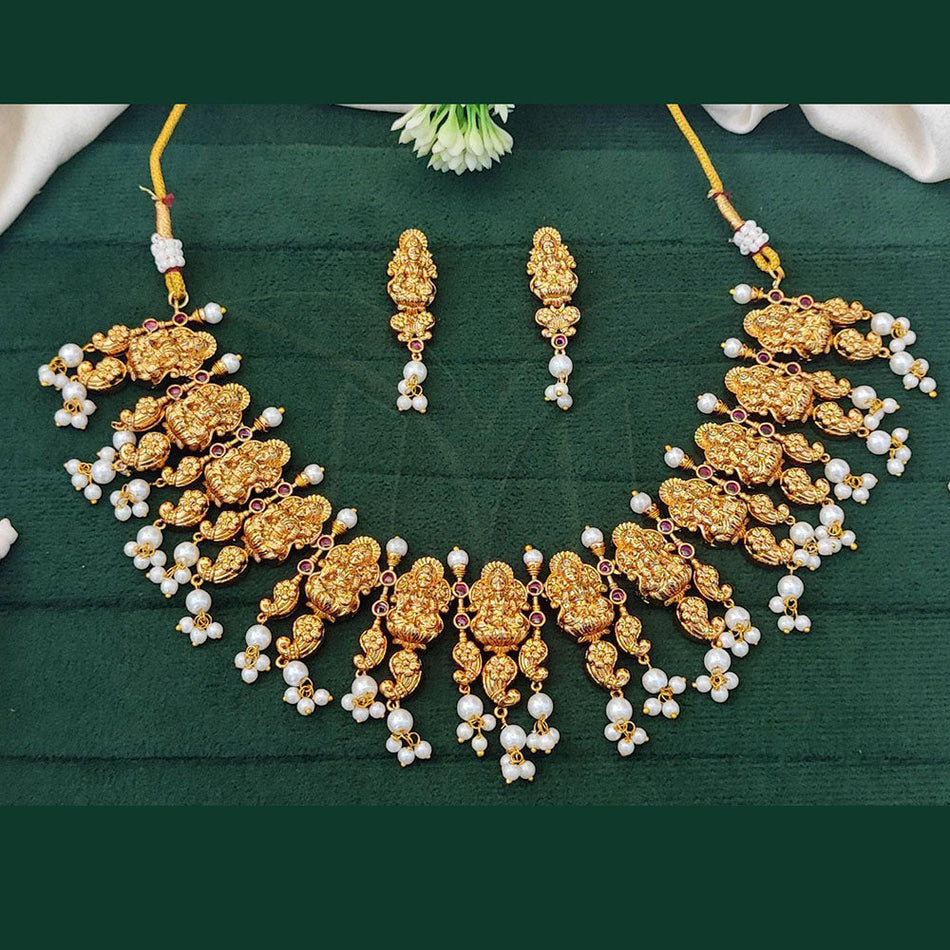 Gold Plated Pota Stone Necklace for Occasion | Bridal Jewellery India