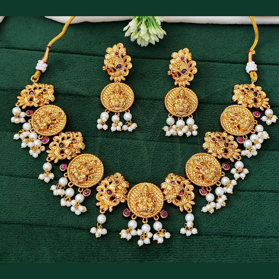 Kundan Choker Necklace in Gold Plated for Temple Wear | Bridal Jewellery India