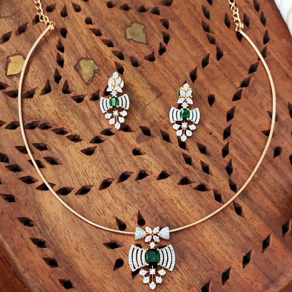 Gold Plated Daimonds Necklace Set for Occasion | Bridal Jewellery India