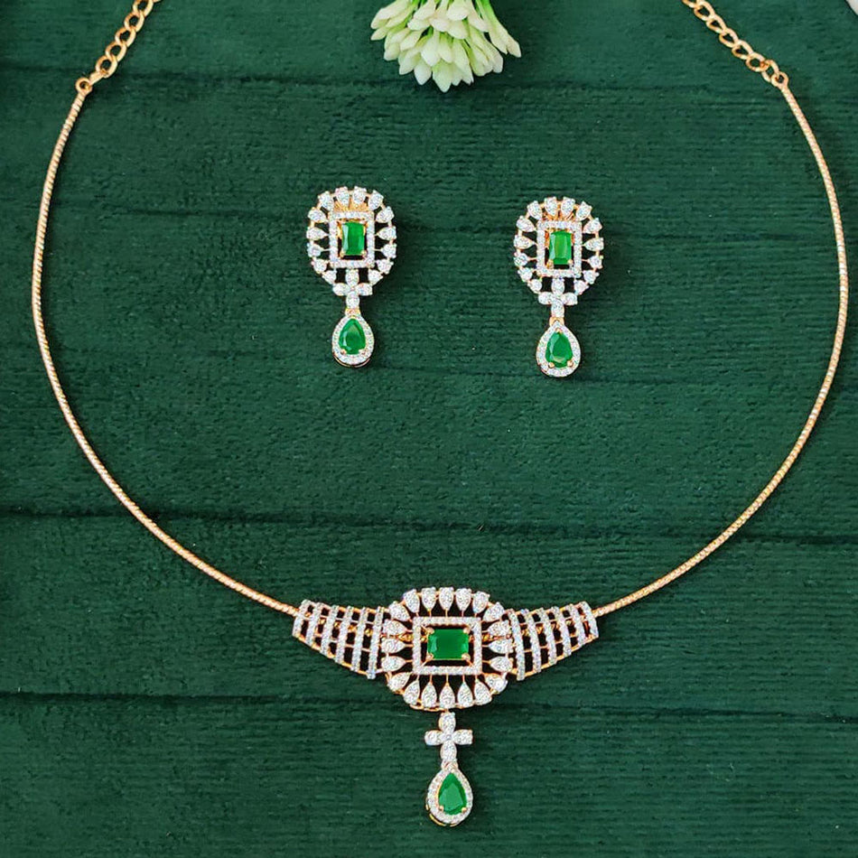 Gold Plated Necklace with American Diamonds | Bridal Jewellery India