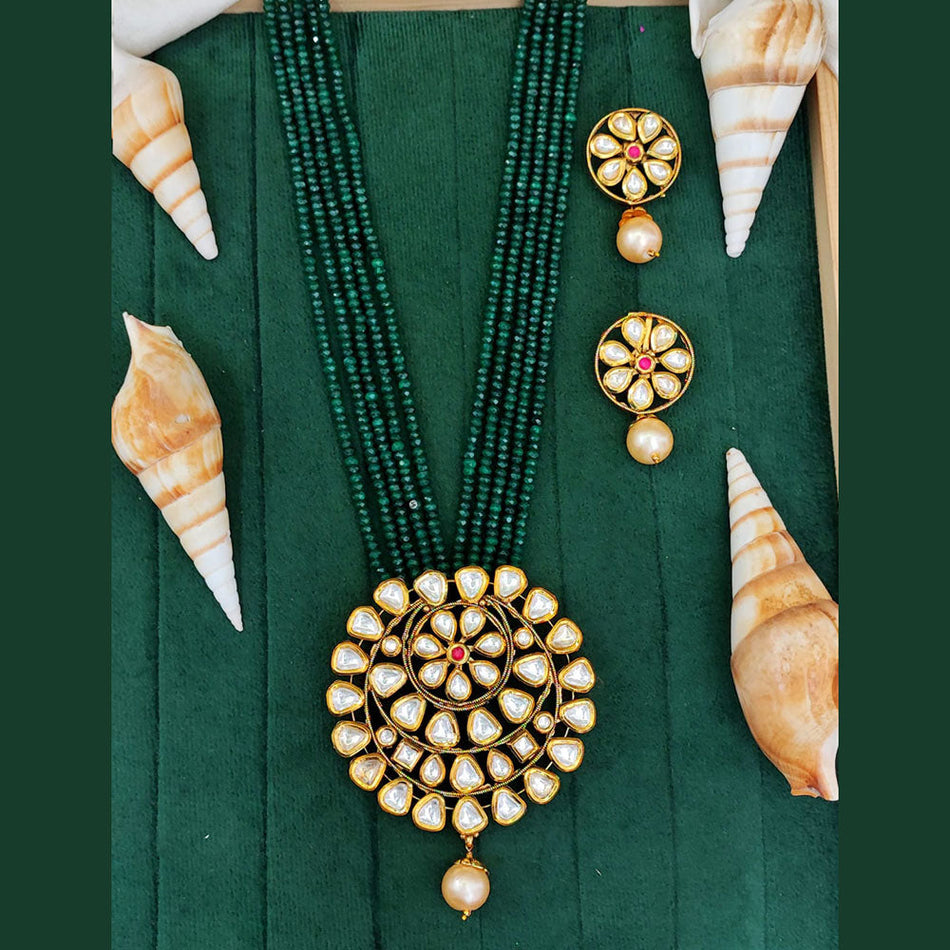 Kundan Necklace in Gold Plated with Pearls | Bridal Jewellery India