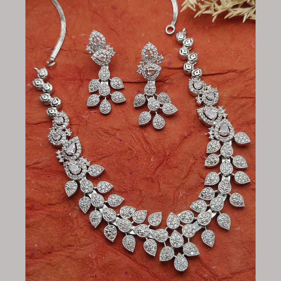 Gold Plated American Diamond Necklace Set for Occasion | Bridal Jewellery India