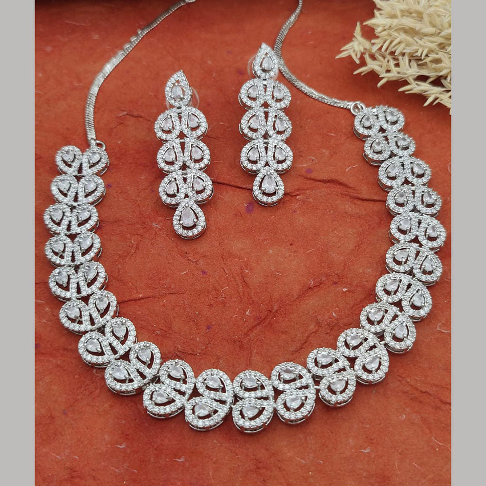 Gold Plated American Diamond Necklace Set | Bridal Jewellery India