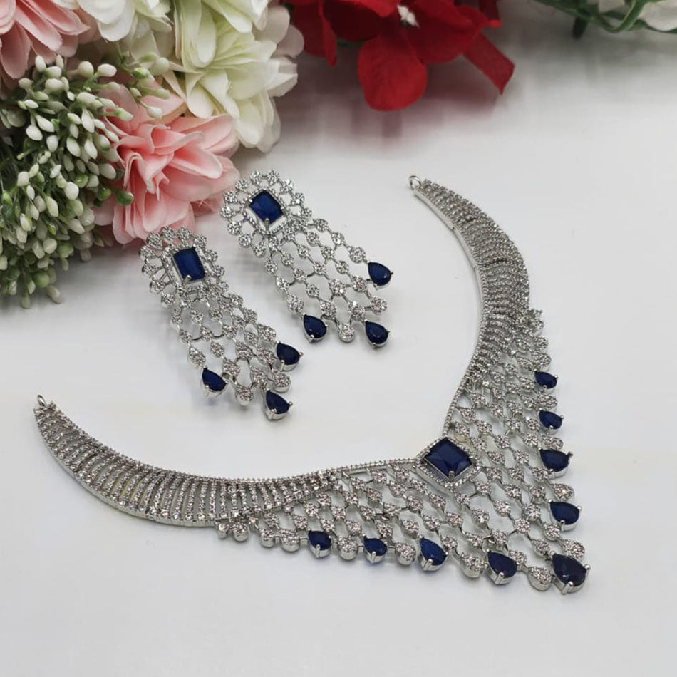 Gold Plated American Diamond Necklace Set | Bridal Jewellery India